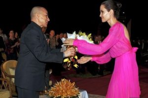 Angelina Jolie and Cambodian people